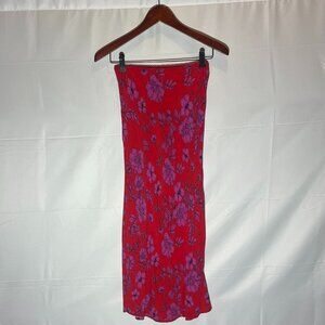 BAND OF GYPSIES Menton Bold Contrast Floral Skirt In Red & Magenta Size Small